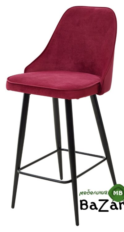 Полубарный стул NEPAL-PB ВИННЫЙ #16, велюр/ черный каркас (H=68cm)