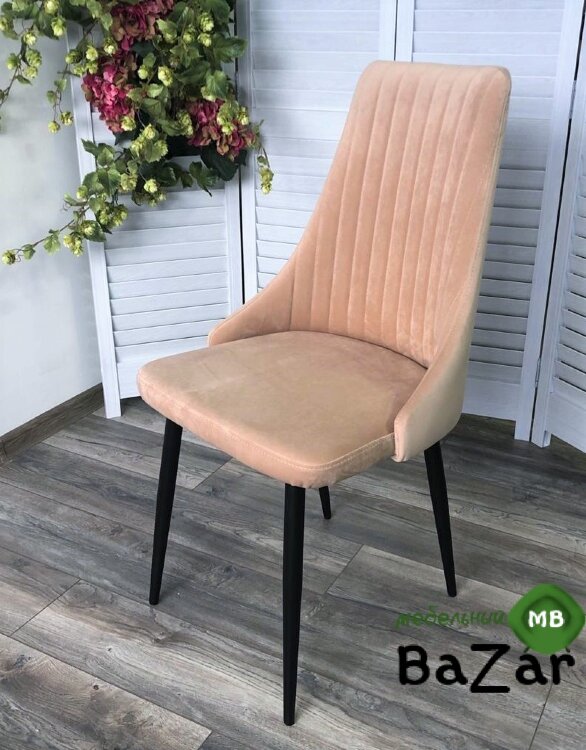 Стул Руссо Premier 04 Бежевый, велюр / черный каркас Стул Руссо Premier 04 Бежевый, велюр / черный каркас