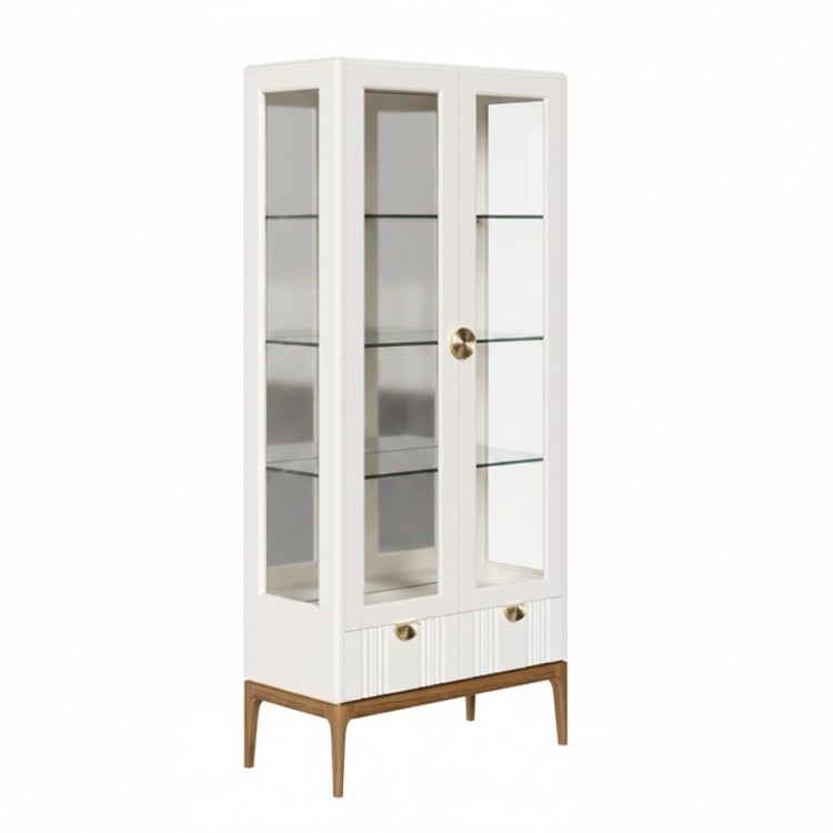 Cервант стекл.c зеркалом (бока стеклянные) BR603W White