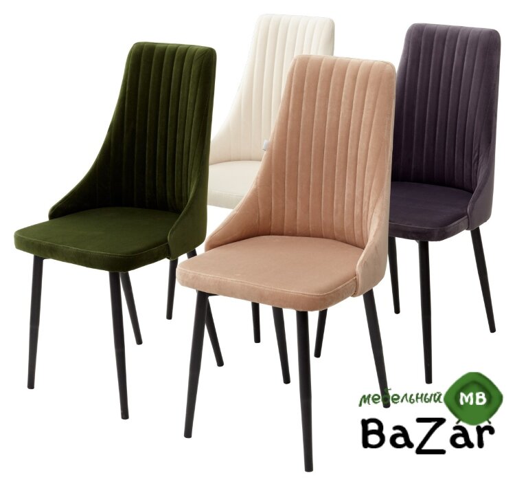 Стул Руссо Бежевый Catalana #C3, велюр / черный каркас Стул Руссо Бежевый Catalana #C3, велюр / черный каркас