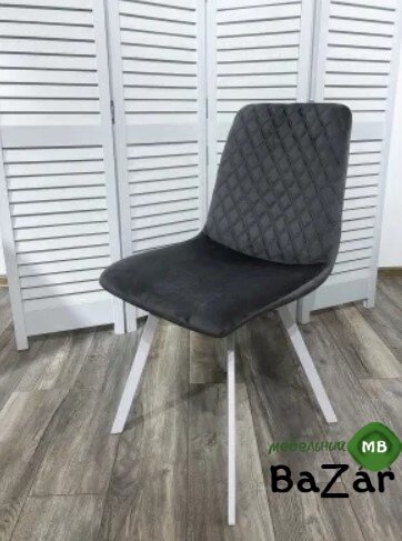 Стул DAIQUIRI BLUVEL-14 GREY / белый каркас, велюр