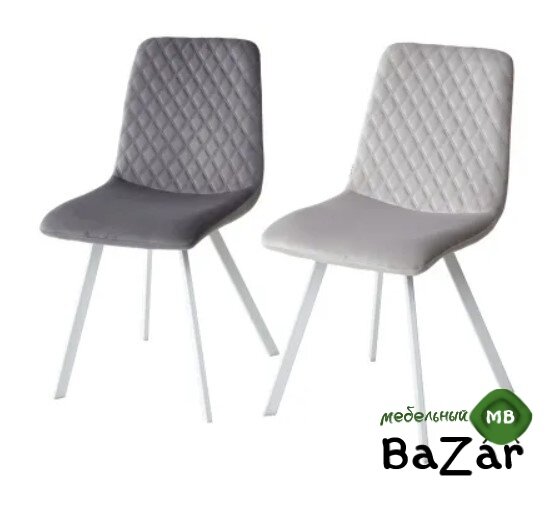 Стул DAIQUIRI BLUVEL-14 GREY / белый каркас, велюр