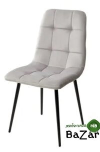 Стул ДИЛАН, цвет cветло-серый #H09, велюр / черный каркас Стул ДИЛАН, цвет cветло-серый #H09, велюр / черный каркас