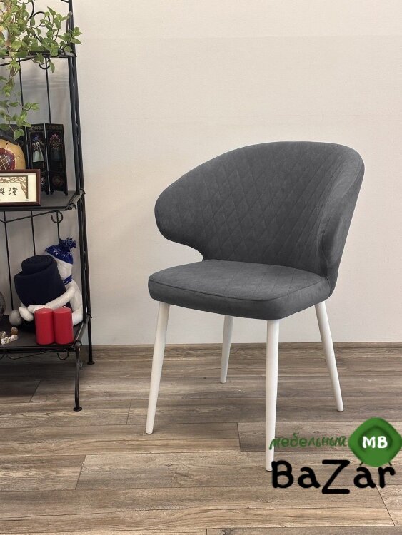 Стул ХИЛТОН, цвет B28 Темно-серый, велюр / черный каркас Стул ХИЛТОН, цвет B28 Темно-серый, велюр / черный каркас