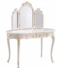 MK-5013-WG. Туалетный столик с зеркалом "Shantal" (120х60х141 см), DRESSER WITH MIRROW, цвет: Белый с золотом