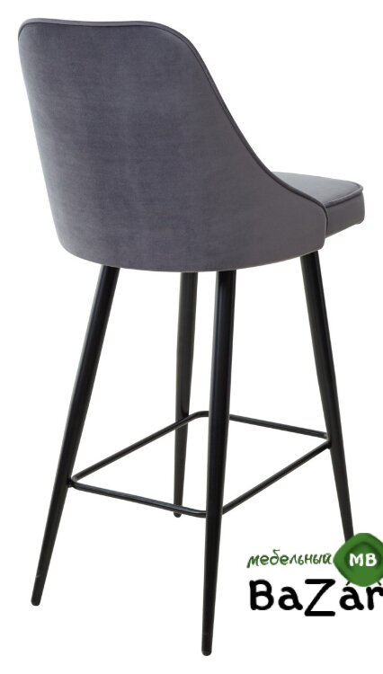 Полубарный стул NEPAL-PB СЕРЫЙ #27, велюр/ черный каркас (H=68cm)