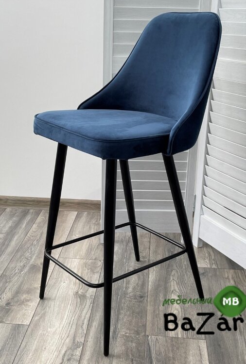 Полубарный стул NEPAL-PB СИНИЙ #29, велюр/ черный каркас (H=68cm)