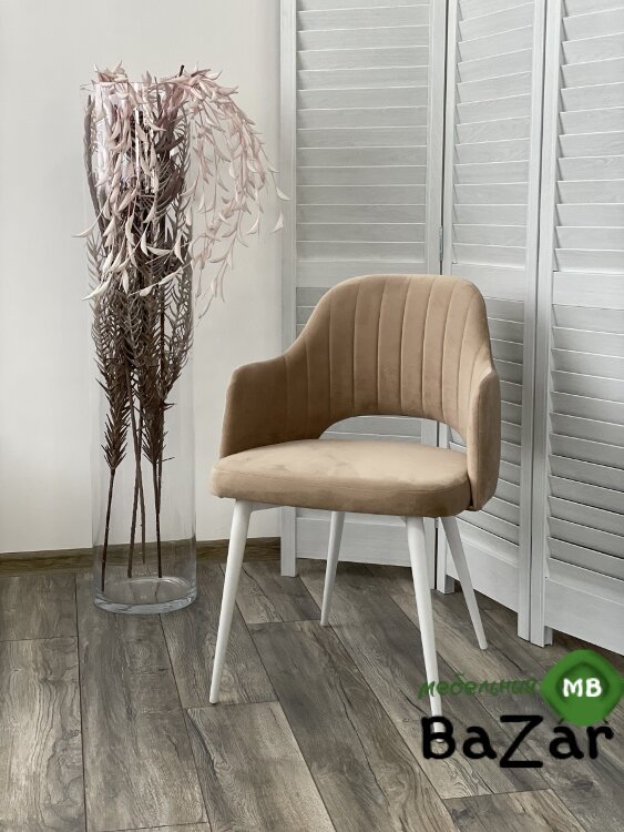 Стул FANTINE-LA БЕЖЕВЫЙ #5, велюр/ белый каркас Стул FANTINE-LA БЕЖЕВЫЙ #5, велюр/ белый каркас
