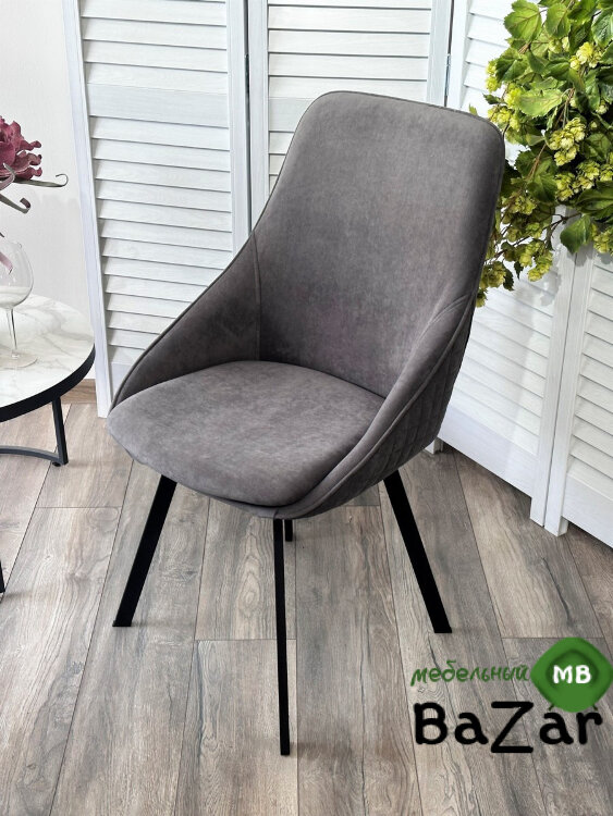 Стул CASA, 360 град. поворот. B28 Темно-серый, велюр / черный каркас Стул CASA, 360 град. поворот. B28 Темно-серый, велюр / черный каркас