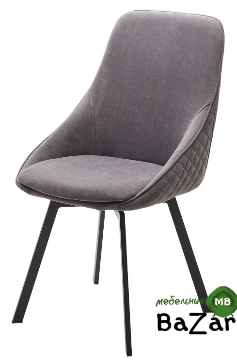 Стул CASA, 360 град. поворот. B28 Темно-серый, велюр / черный каркас Стул CASA, 360 град. поворот. B28 Темно-серый, велюр / черный каркас