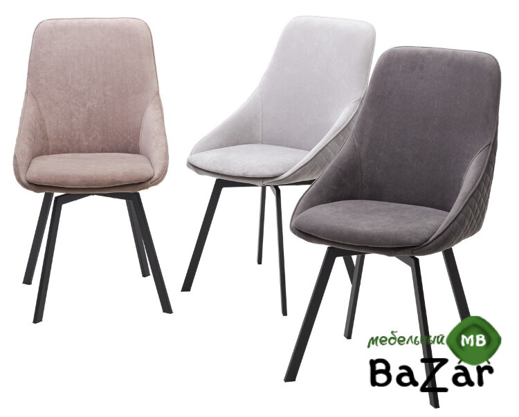 Стул CASA, 360 град. поворот. B28 Темно-серый, велюр / черный каркас Стул CASA, 360 град. поворот. B28 Темно-серый, велюр / черный каркас