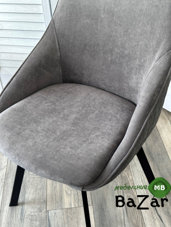 Стул CASA, 360 град. поворот. B28 Темно-серый, велюр / черный каркас Стул CASA, 360 град. поворот. B28 Темно-серый, велюр / черный каркас