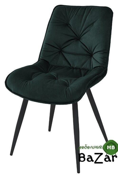 Стул MONACO UF910-14 DARK GREEN, велюр/черный каркас