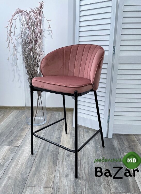 Полубарный стул WENDY BLUVEL-52 PINK (H=65cm), велюр