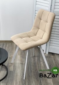 Стул CHILLI-Q SQUARE бежевый #5, велюр / белый каркас Стул CHILLI-Q SQUARE бежевый #5, велюр / белый каркас