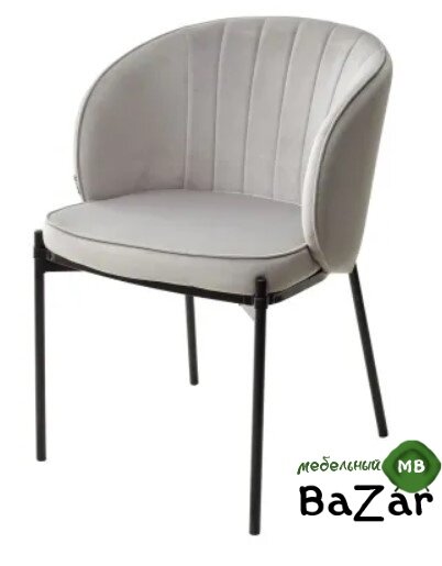 Стул DIANA BLUVEL-03 LIGHT GREY, велюр/ черный каркас