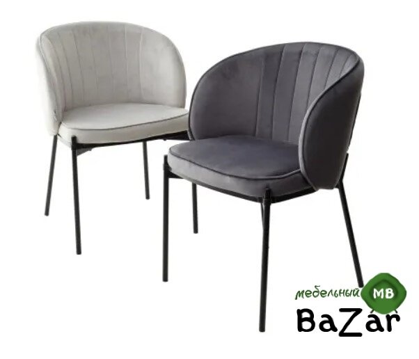 Стул DIANA BLUVEL-03 LIGHT GREY, велюр/ черный каркас