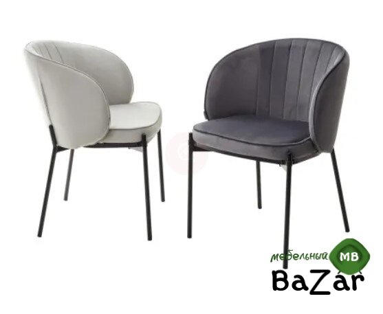 Стул DIANA BLUVEL-03 LIGHT GREY, велюр/ черный каркас