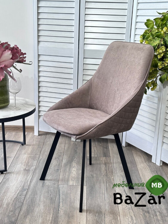 Стул CASA, 360 град. поворот. B5 Капучино, велюр / черный каркас Стул CASA, 360 град. поворот. B5 Капучино, велюр / черный каркас