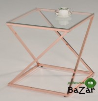 MK-2379-RD. Cтолик кофейный квадратный со стек.столешницей (51х51х51h см) цвет ножек: Розовое золото