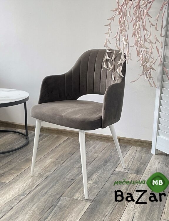 Стул FANTINE-LA ГРАФИТ #14, велюр/ белый каркас Стул FANTINE-LA ГРАФИТ #14, велюр/ белый каркас