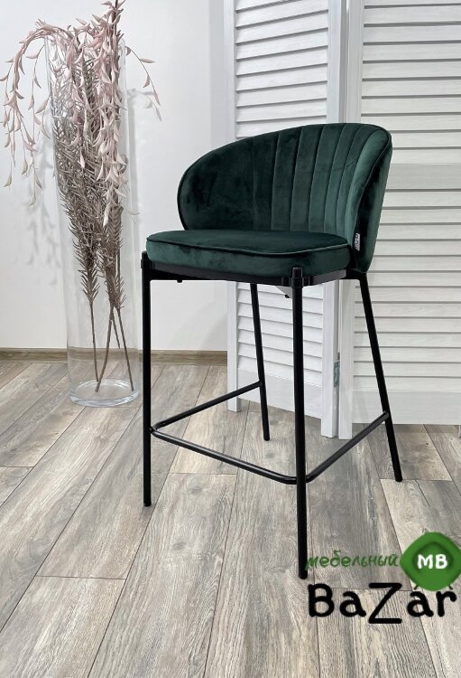 Полубарный стул WENDY BLUVEL-78 GREEN (H=65cm), велюр