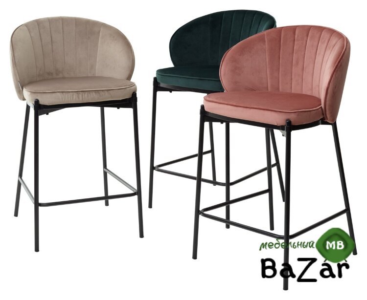 Полубарный стул WENDY BLUVEL-78 GREEN (H=65cm), велюр