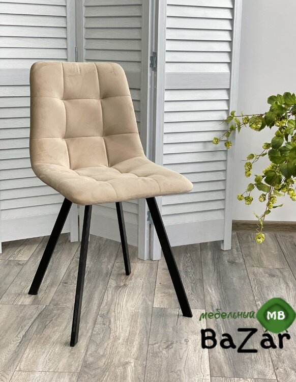 Стул CHILLI-Q SQUARE бежевый #5, велюр / черный каркас