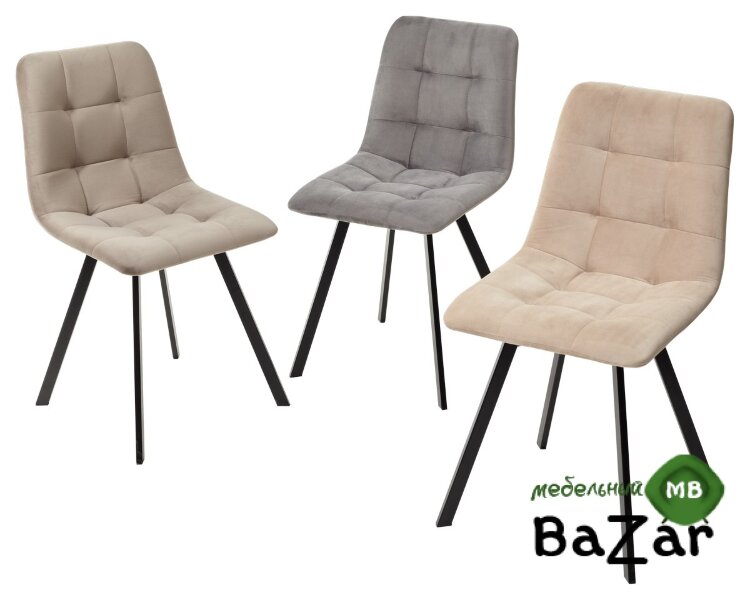 Стул CHILLI-Q SQUARE бежевый #5, велюр / черный каркас