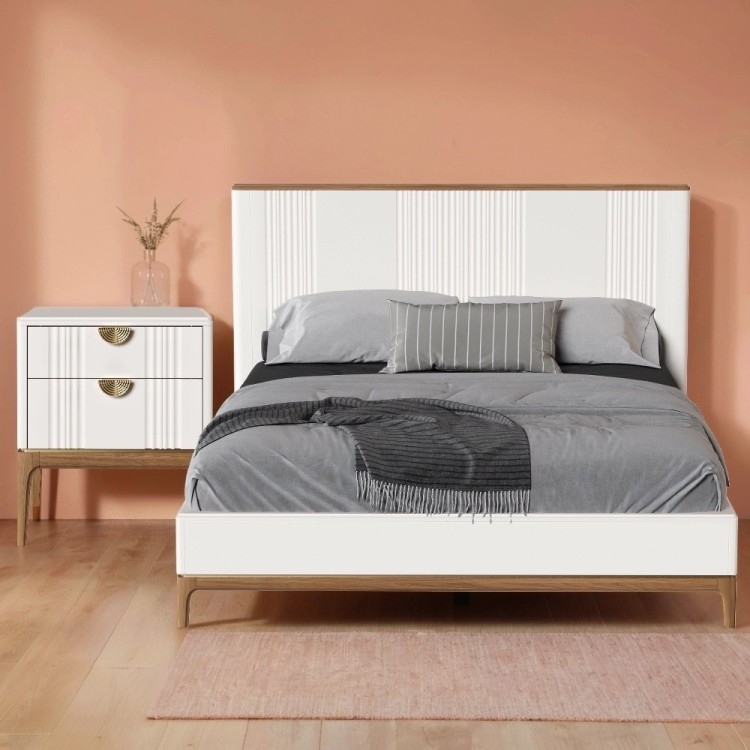Кровать с жесткой спинкой BR202W White