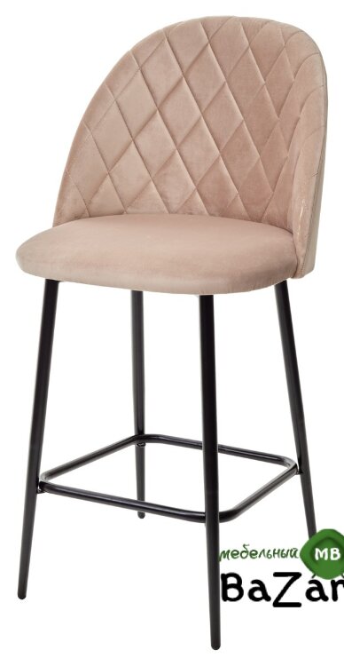 Полубарный стул НИРВАНА, цвет бежевый B-05, велюр / черный каркас H=63cm