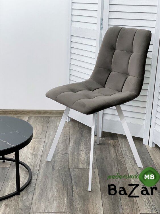 Стул CHILLI-Q SQUARE графит #14, велюр / белый каркас