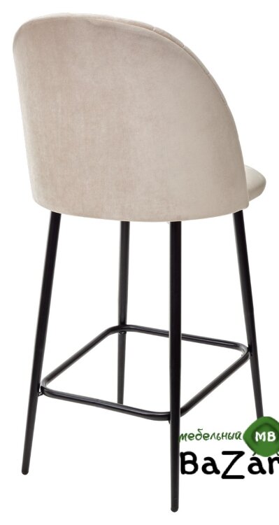 Полубарный стул НИРВАНА, цвет светло-бежевый B-02, велюр / черный каркас H=63cm