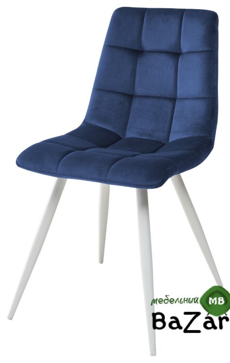 Стул TERAMO UF910-18 NAVY BLUE, велюр/белый каркас