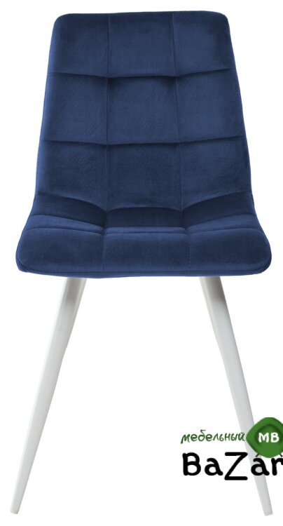Стул TERAMO UF910-18 NAVY BLUE, велюр/белый каркас