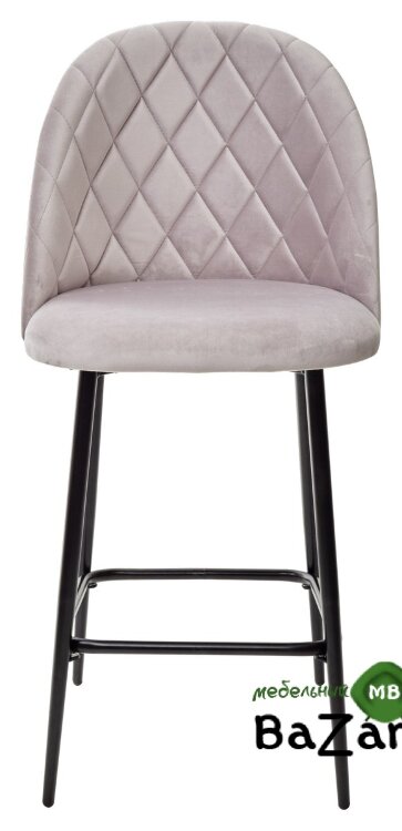 Полубарный стул НИРВАНА, цвет светло-серый B-24, велюр / черный каркас H=63cm