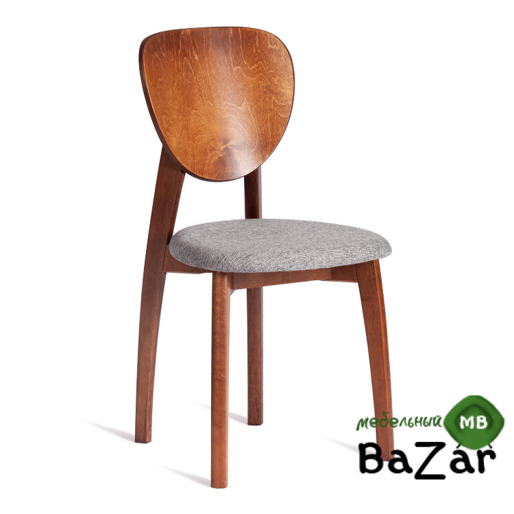 Стул DIAMANTE мягкое сидение бук коричневый, ткань wool dimgrey, серый