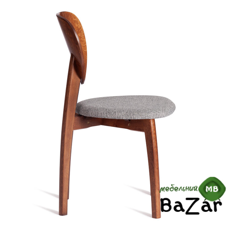 Стул DIAMANTE мягкое сидение бук коричневый, ткань wool dimgrey, серый