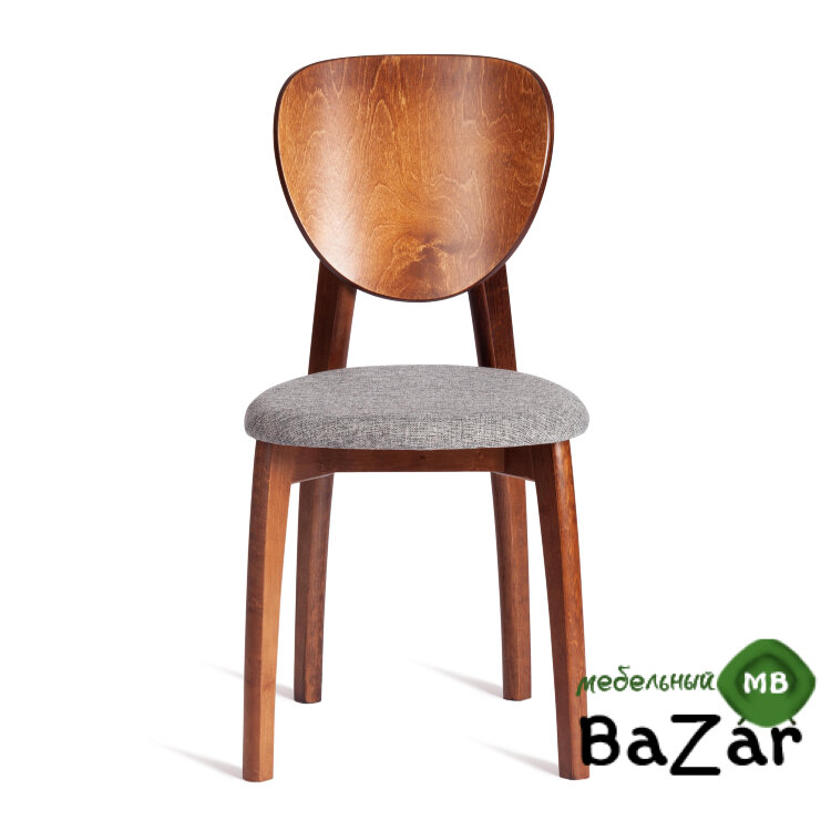 Стул DIAMANTE мягкое сидение бук коричневый, ткань wool dimgrey, серый