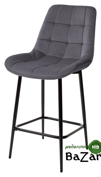 Полубарный стул ХОФМАН, цвет серый B-27, велюр / черный каркас H=63cm