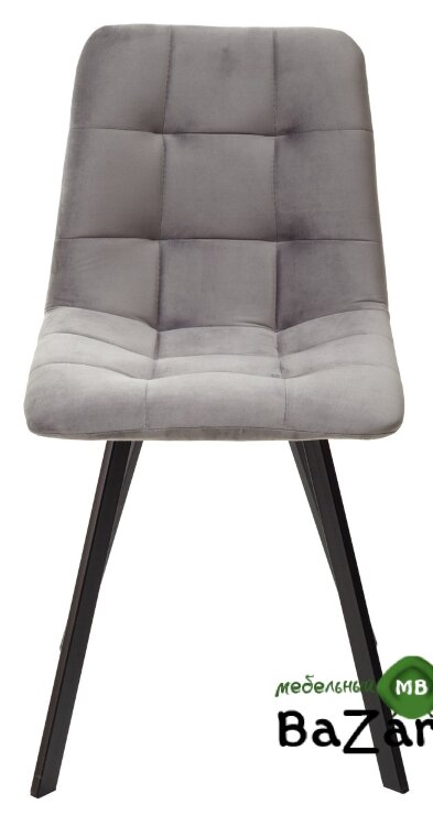 Стул CHILLI-Q SQUARE светло-серый #26, велюр / черный каркас