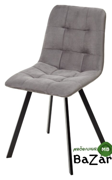 Стул CHILLI-Q SQUARE светло-серый #26, велюр / черный каркас