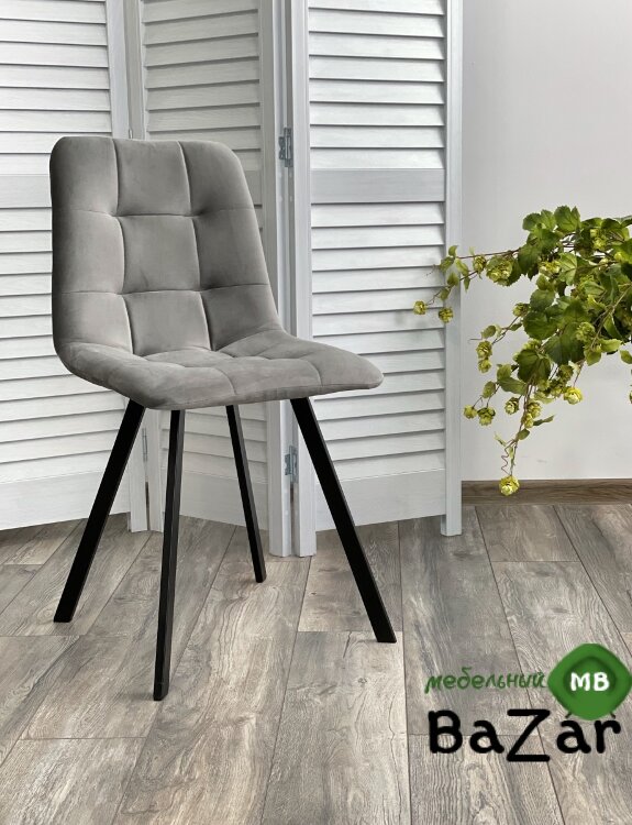 Стул CHILLI-Q SQUARE светло-серый #26, велюр / черный каркас