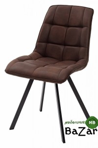 Стул MIMI коричневый с черными ножками, микрофибра PK-03