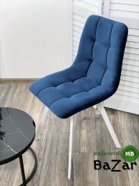 Стул CHILLI-Q SQUARE синий #29, велюр / белый каркас Стул CHILLI-Q SQUARE синий #29, велюр / белый каркас