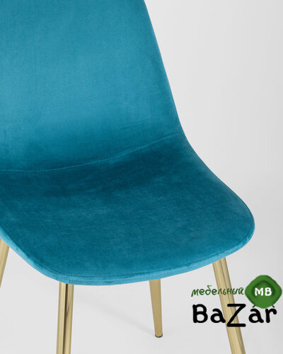 Стул Валенсия велюр аквамарин золотые ножки