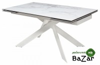Стол SPYDER 160 MARBLES KL-99 Белый мрамор матовый, итальянская керамика/ белый каркас 