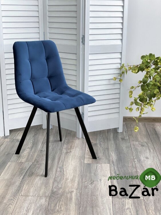 Стул CHILLI-Q SQUARE синий #29, велюр / черный каркас