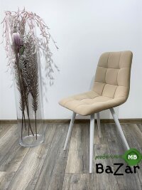 Стул CHILLI-Q бежевый #5, велюр / белый каркас Стул CHILLI-Q бежевый #5, велюр / белый каркас
