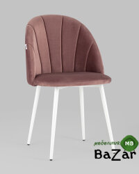 Стул Логан велюр пыльно-розовый белые ножки Стул Логан велюр пыльно-розовый белые ножки